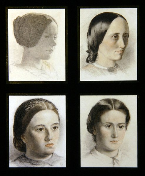 若い女性のポートレート 1830年頃 （紙に赤と白のチョークを使用） 作： 英語学校