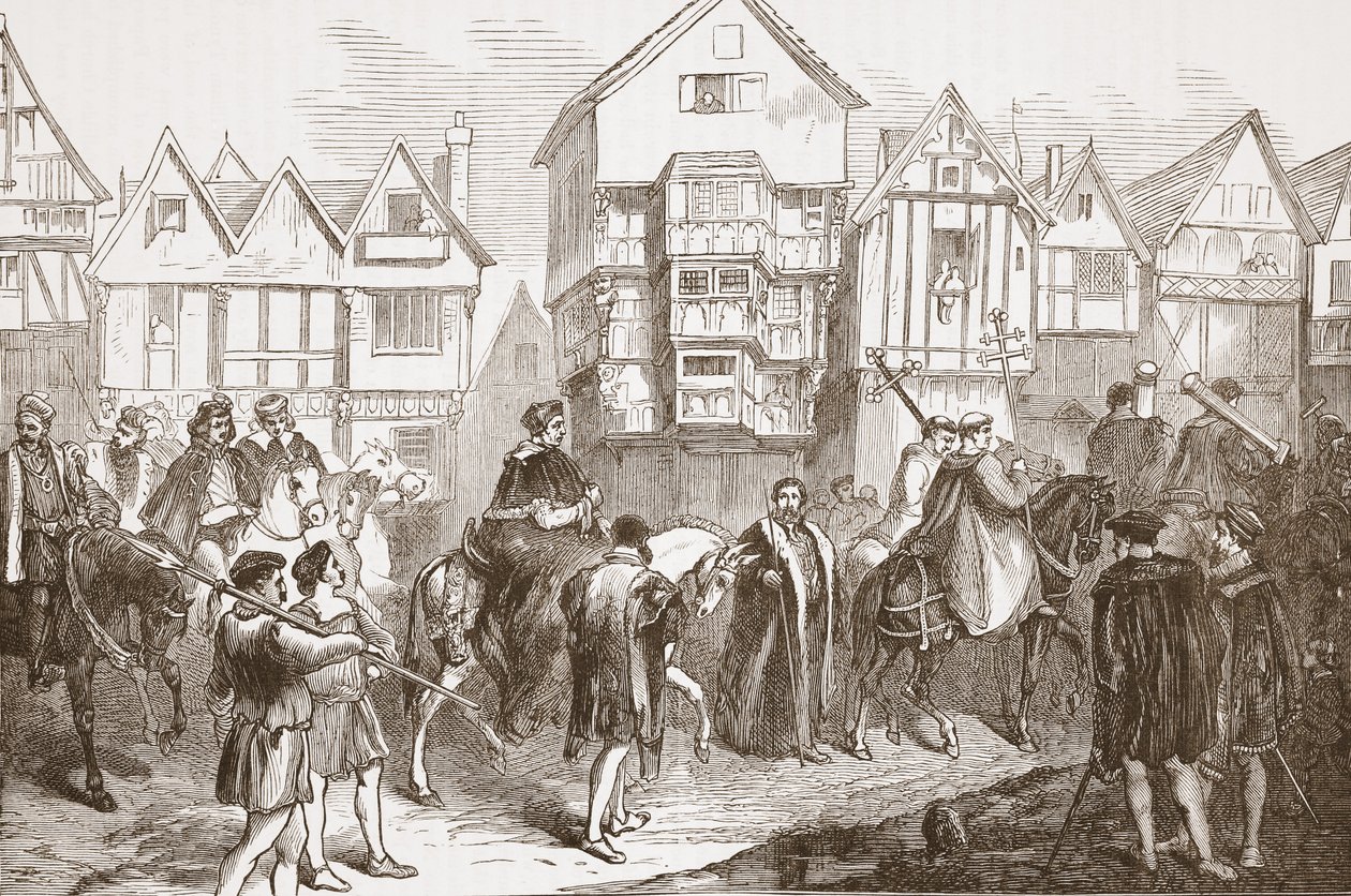 ウォルジーからウェストミンスターホールへの行列。 1878 作： 英語学校