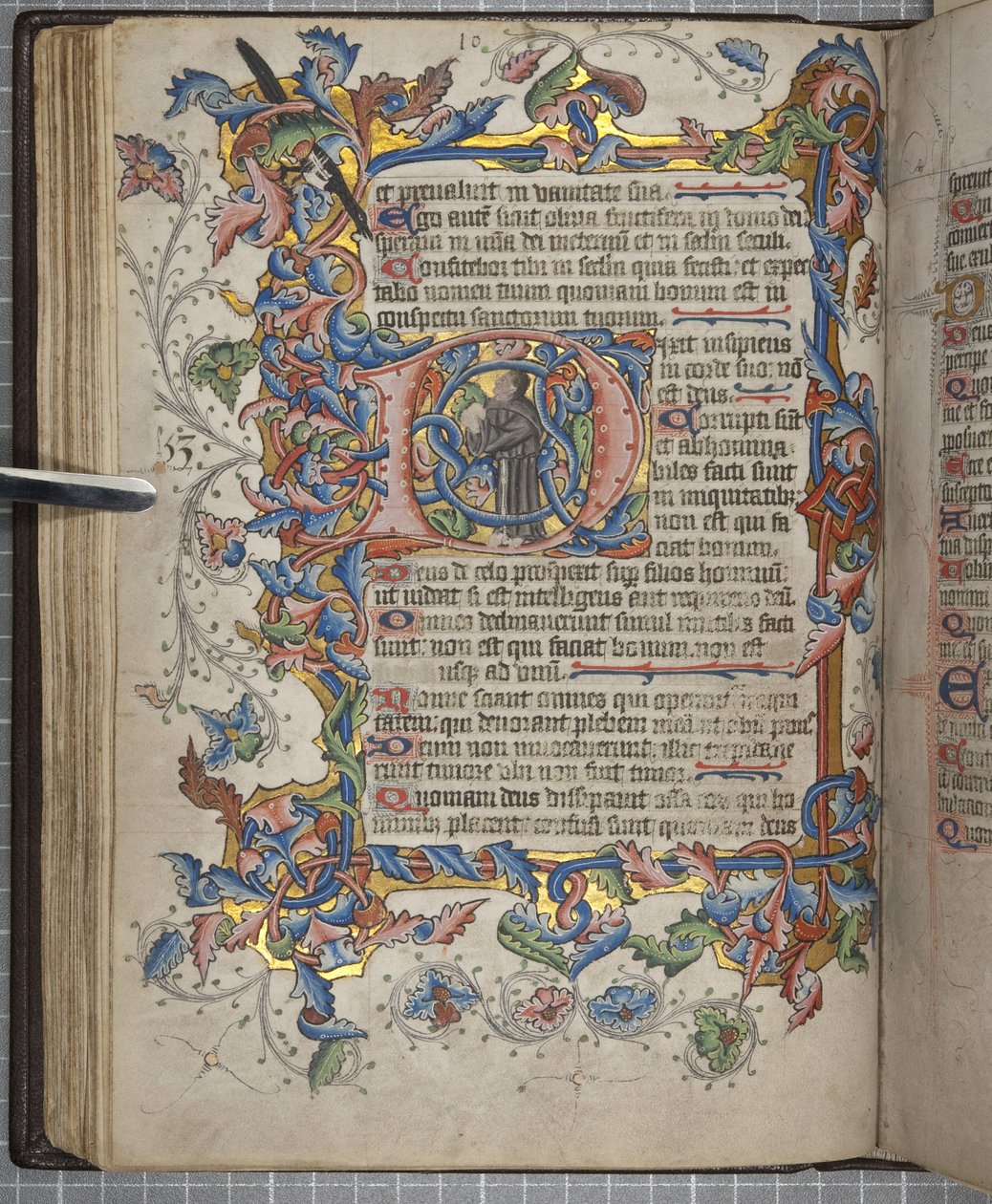 サルム暦のついたプサルター、Fol40裏面、1425-75年頃（ベラムにインク、絵具、金彩 作： 英語学校