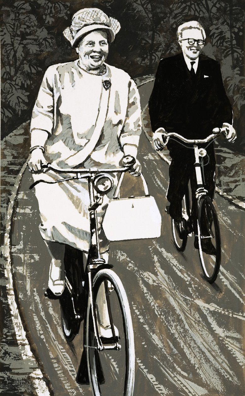 自転車に乗るオランダのユリアナ女王 作： 英語学校