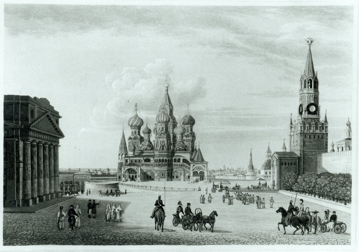 ロシア人の性格とロバート・ライアルによる詳細なマスコビーの歴史からのモスクワの赤の広場、1823年公開 作： 英語学校