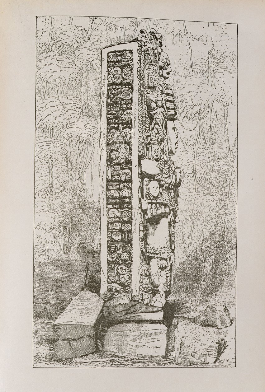 &39;Narrative and Critical History of America&39; pubからの碑文上のマヤの象形文字の表現。 1889年 作： 英語学校