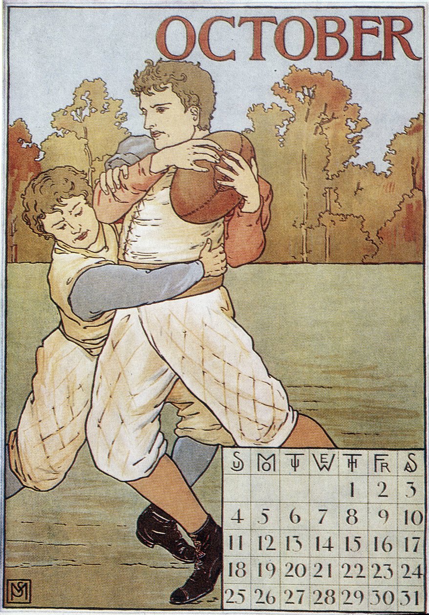 ラグビーマン - 英語のカレンダー、V.1895 作： 英語学校