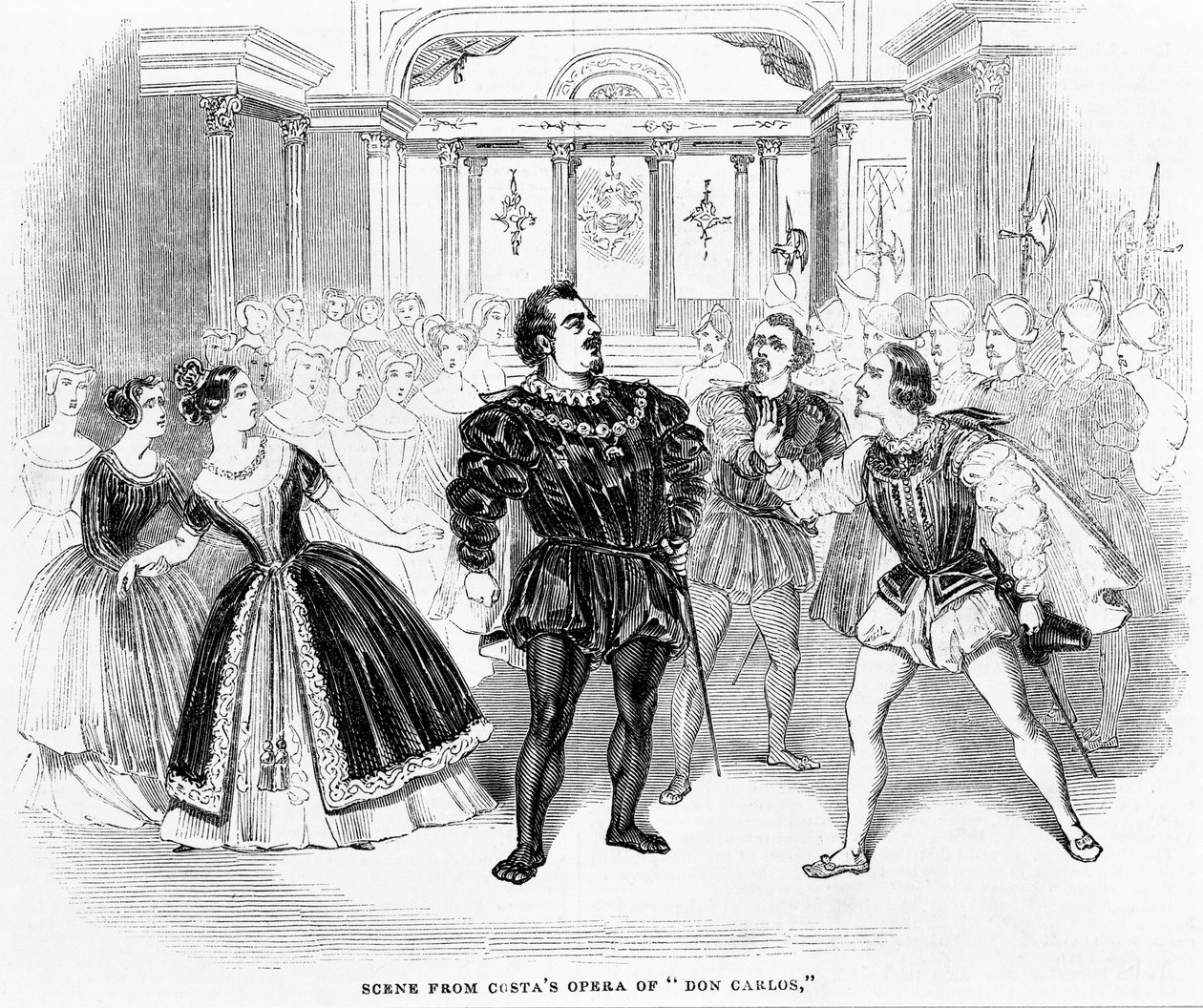 ドンカルロスのコスタオペラのシーン、1844 作： 英語学校