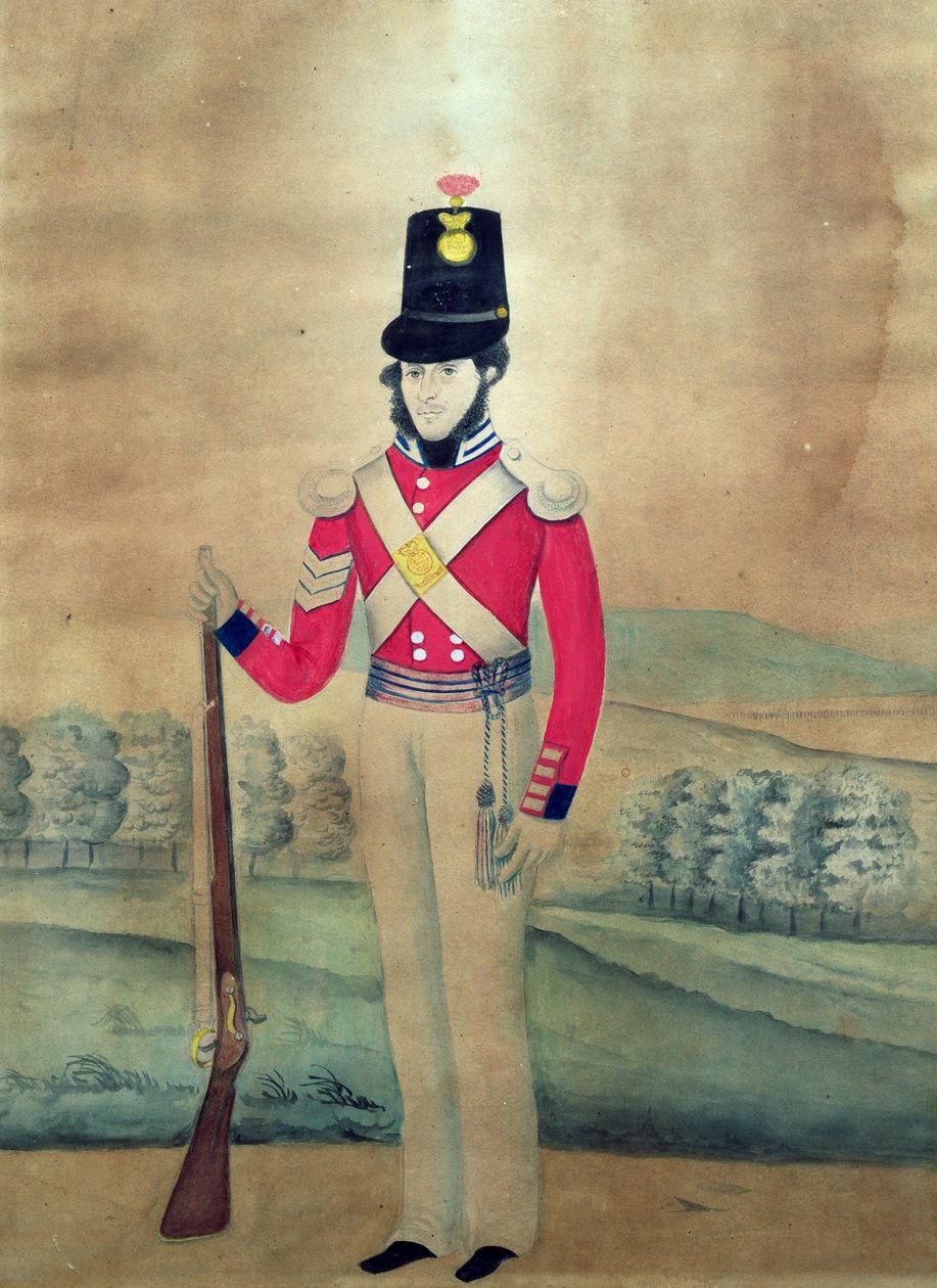 イギリス軍軍曹、1815年頃（紙にトイレ） 作： 英語学校