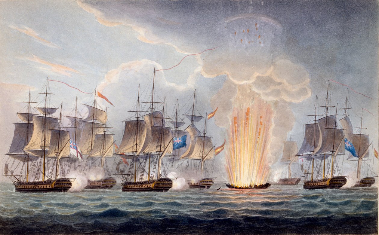 1804年10月5日、セントメリー岬沖のグラハムムーア卿の行動（イギリス海軍年表、J。ラルフ作） 作： 英語学校