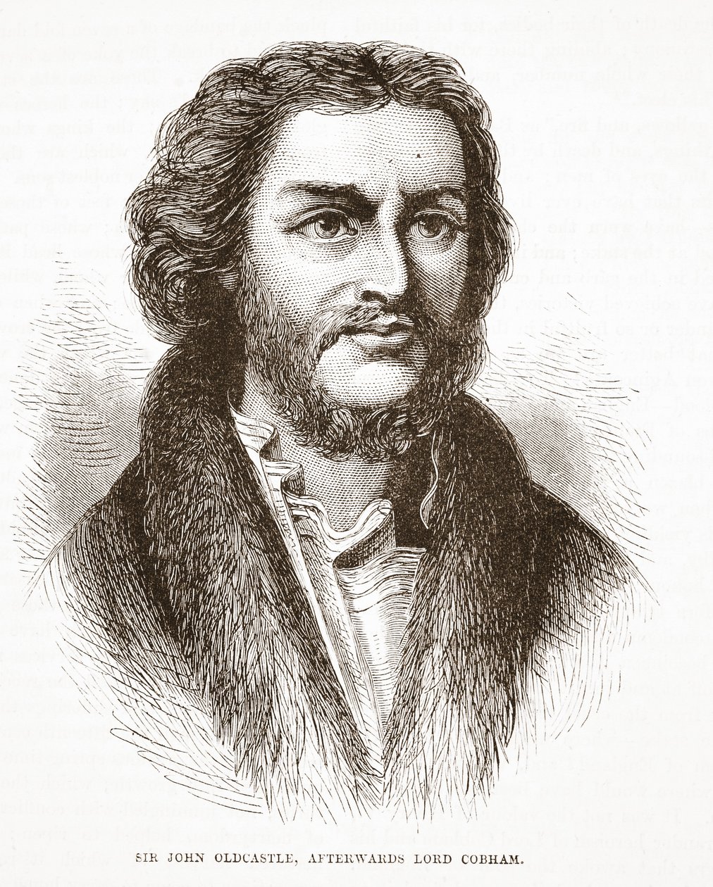 ジョン・オールドキャッスル卿、その後コブハム卿、ジェームズ・エイトケン・ワイリー（1808-1890）による「プロテスタンティズムの歴史」からの挿絵。 1878 作： 英語学校