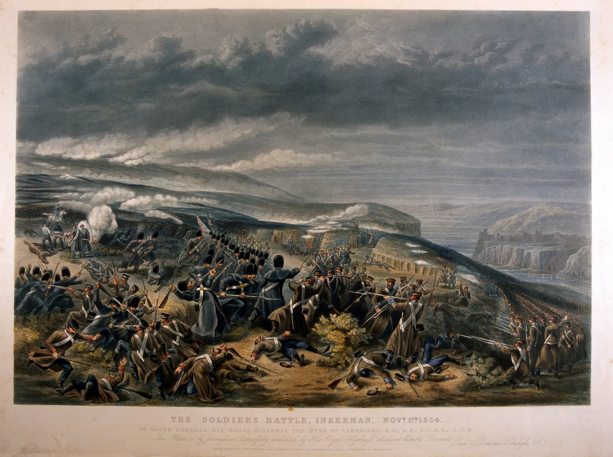 1855年11月5日、クリミア戦争、1855年のInkermanの戦いでの兵士 作： 英語学校