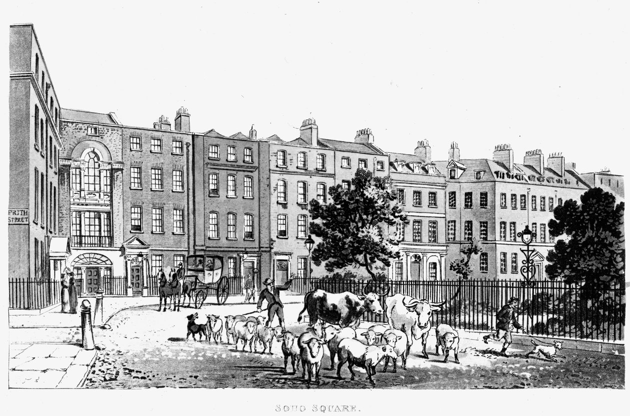 ソーホースクエアの南西角、1816年 作： 英語学校