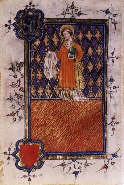 聖バルナバ、時祷書より、1400～40年頃（ベラム製 作： 英語学校