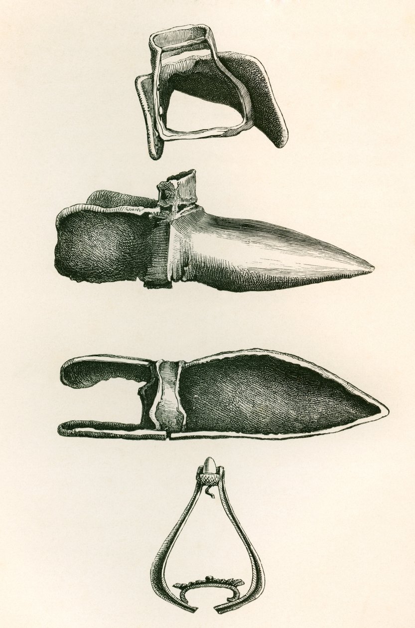 The British Army: Its Origins, Progress and Equipment、1868 年発行の鐙と Sollerets。 作： 英語学校