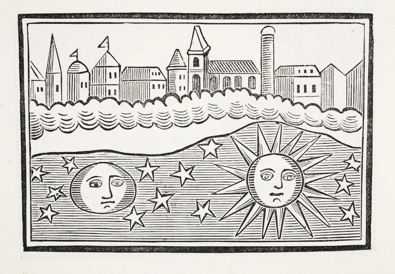 太陽、月、星、地球の転置、パブのジョン・アシュトンによる18世紀のチャップブックのイラスト。 1882 作： 英語学校