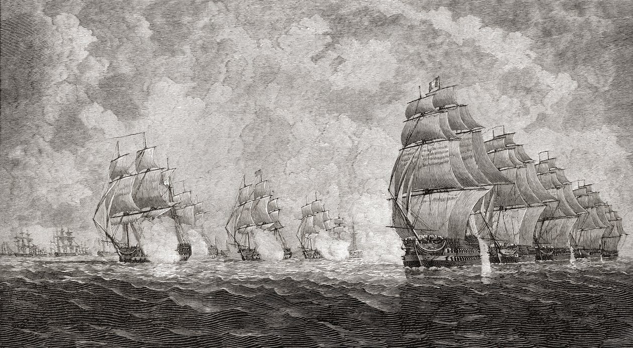 JRグリーンによる「イギリス人の短い歴史」からの1804年のプロオーラの戦い、1893年発行 作： 英語学校