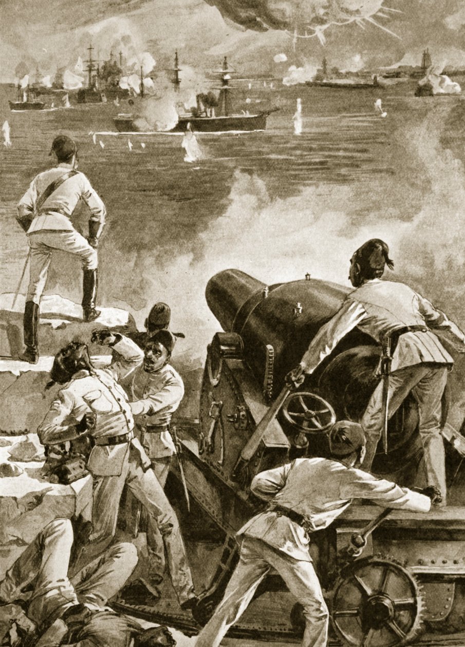 イギリス艦隊が1882年7月11日、アレクサンドリアの港を爆撃 作： 英語学校