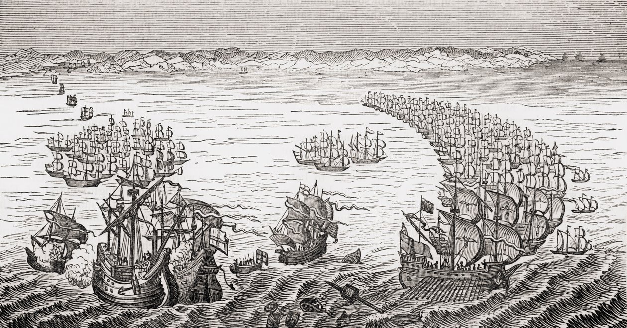 英国の艦隊は、フランシスドレイク卿によって指揮され、1588年にブロアム卿などによる「旧イングランドの価値観」からスペイン軍を攻撃し、1880年代にロンドンで出版されました。 作： 英語学校