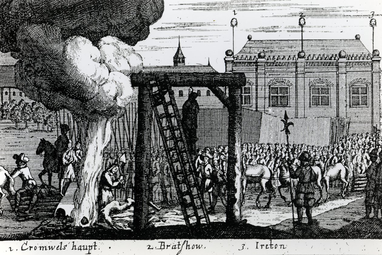 Oliver Cromwell、John BradshawおよびHenry Iretonの処刑、1661年 作： 英語学校