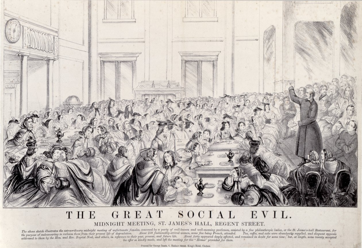 Great Social Evil：Midnight Meeting、St. Jamess Hall、Regent Street、c.1860s 作： 英語学校