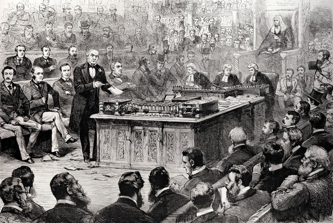 4月8日（木曜日）の下院：1886年4月17日、「The Illustrated London News」からのアイルランド政府に関する討論 作： 英語学校