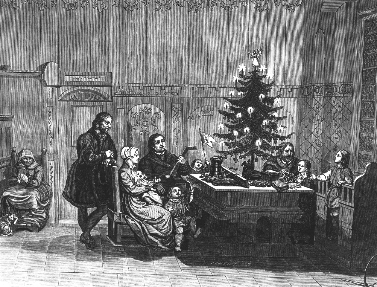 18世紀半ばの最初のクリスマスツリーキャンドルの伝説 作： 英語学校