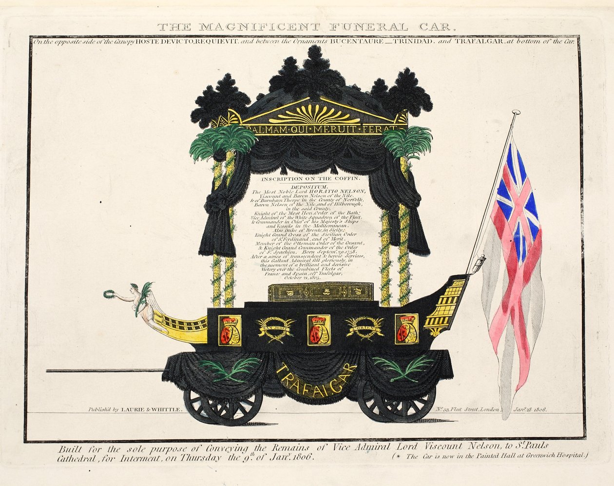The Magnificent Funeral Car, pub.1806年（手彩色のエングレービング 作： 英語学校