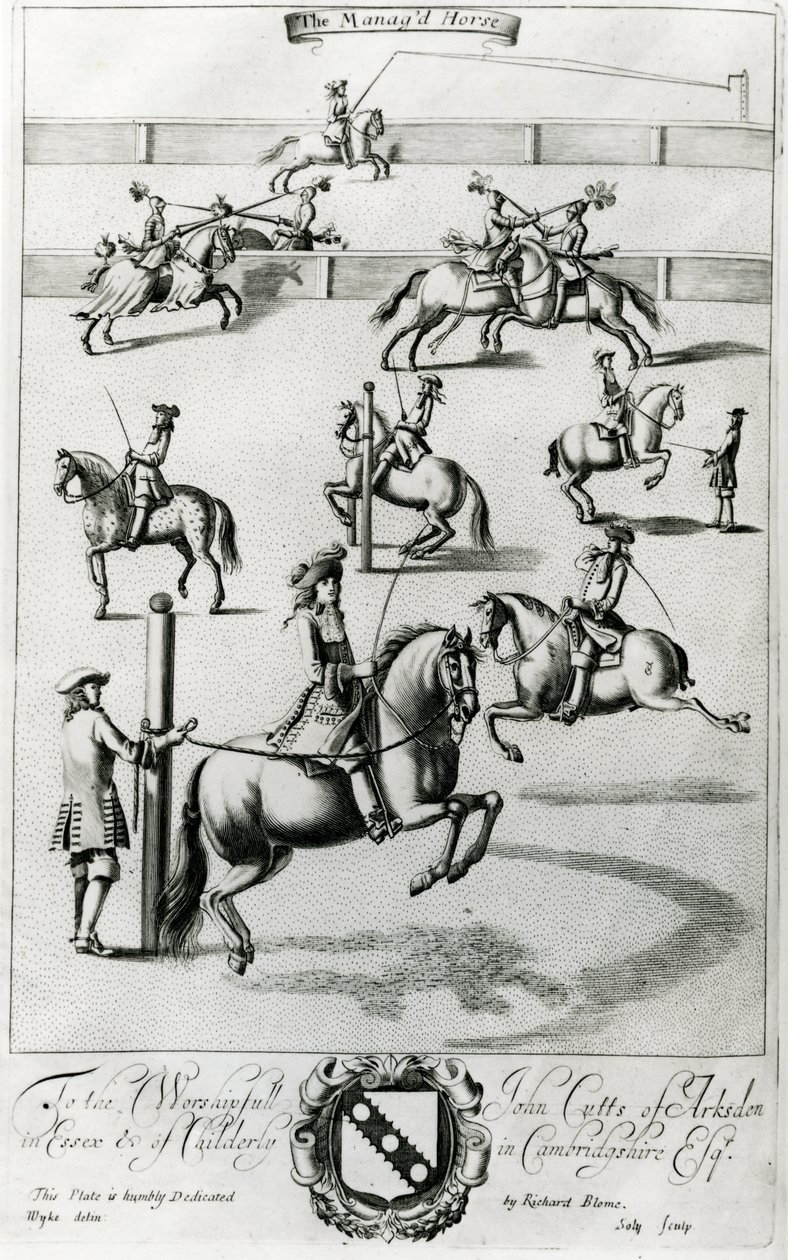 1686年にリチャードブルームから出版された「紳士のレクリエーション」のマナッグドホース 作： 英語学校