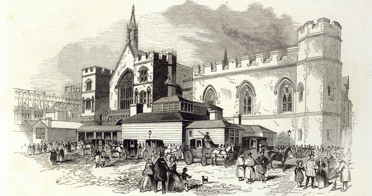 1845年2月22日の「The Illustrated London News」からの、下院の新しい委員会室（彫刻） 作： 英語学校
