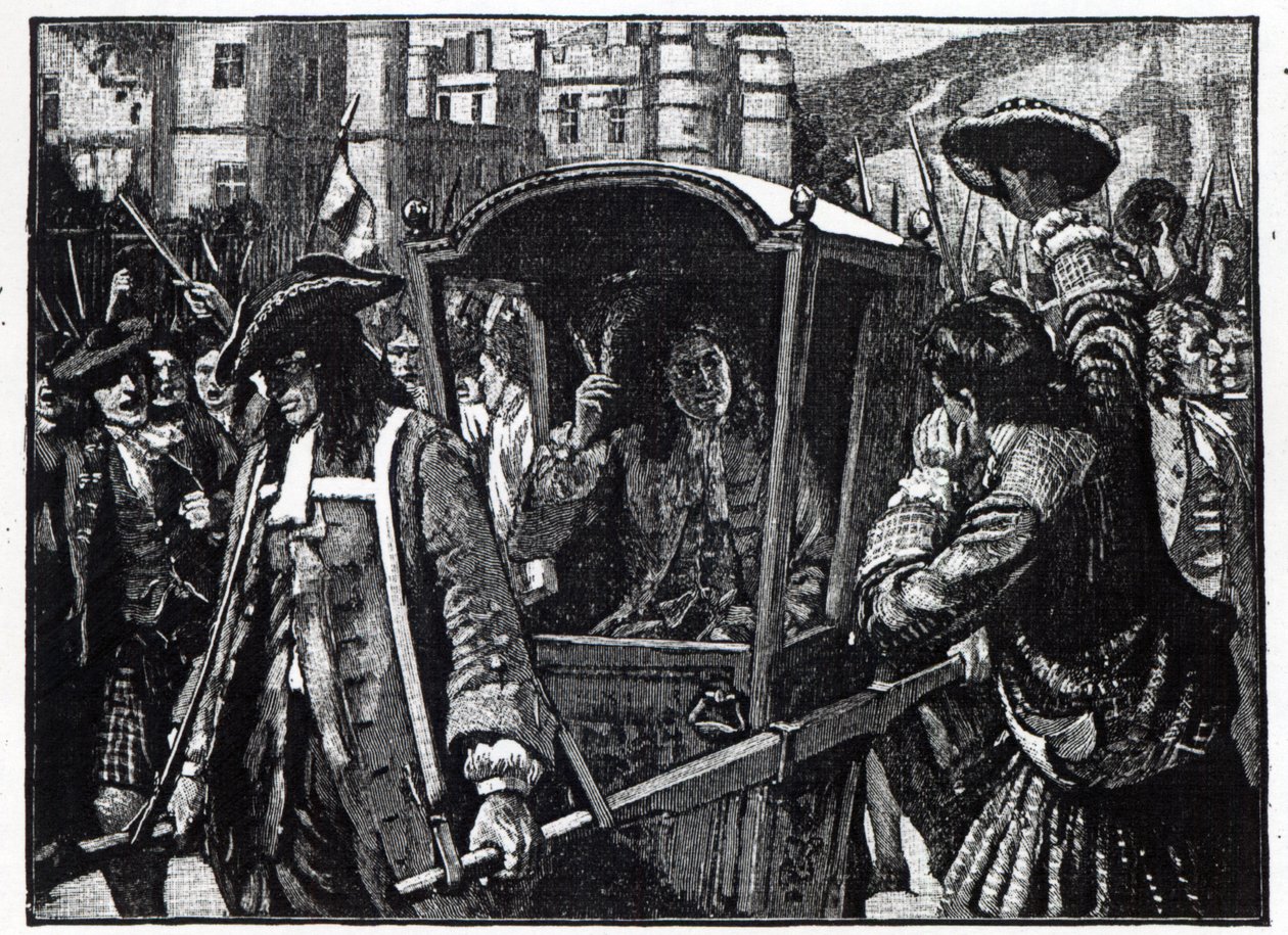 1706年にハミルトン公爵をホリールード宮殿に護衛するエジンバラの人々 作： 英語学校