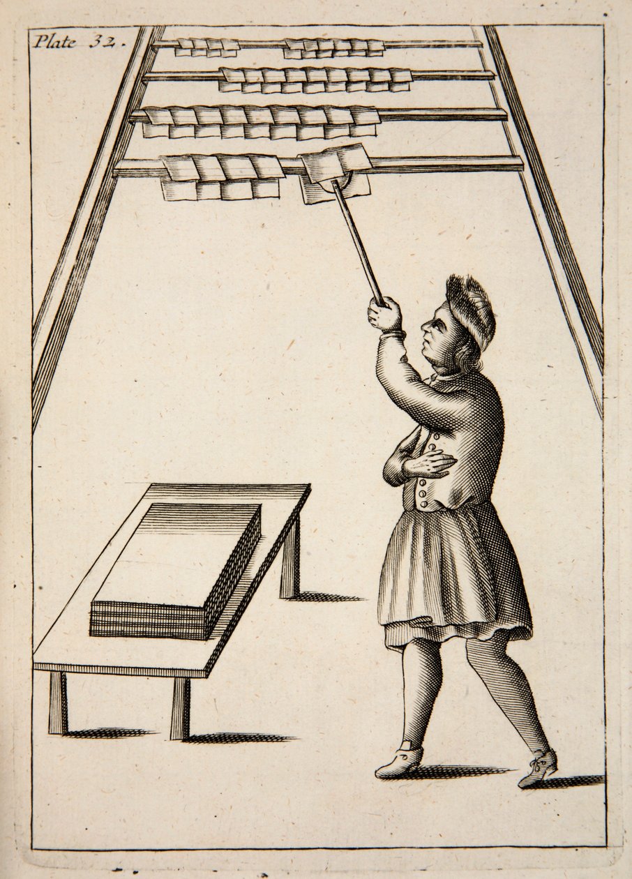 The Pressman Hanging Paper、パブ。 1683年の彫刻。 作： 英語学校