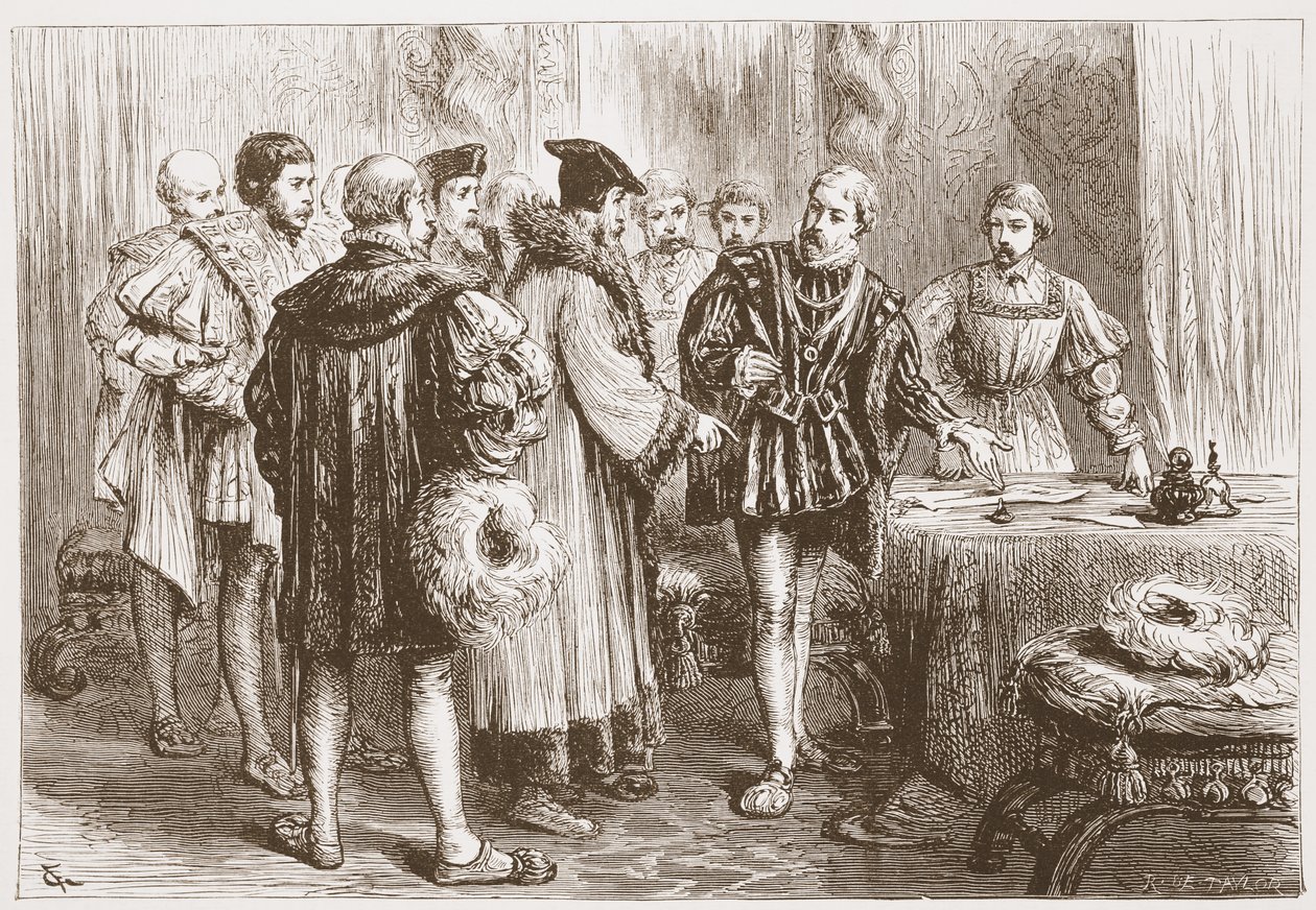 プロテスタントの王子たちが告白に署名する。イラストはジェームズエイトケンワイリー（1808〜1890年）によるプロテスタントの歴史の歴史、パブ。 1878 作： 英語学校