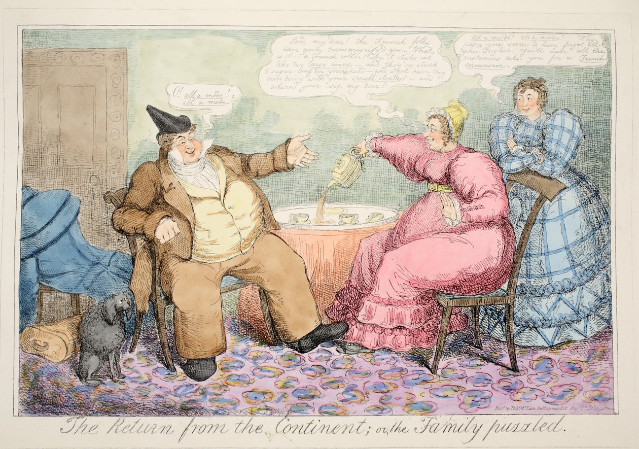 The Return from the Continent or the Family Puzzled（大陸からの帰還、または家族の困惑）」、パブ。1835 作： 英語学校