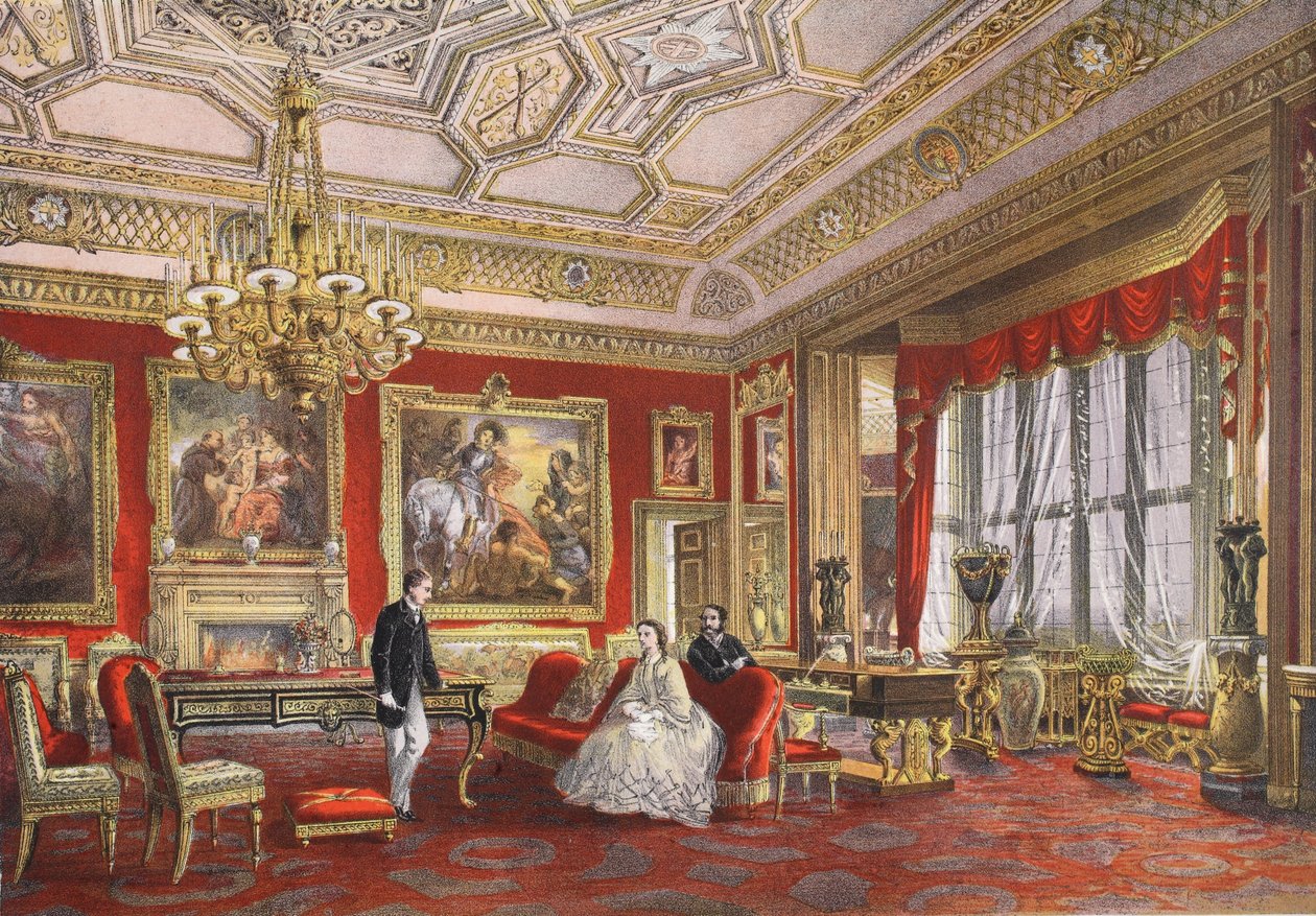 パブ、エドワード7世の結婚記念碑とデンマークのアレクサンドラからのウィンザー城ルーベンスルーム。 1864 作： 英語学校