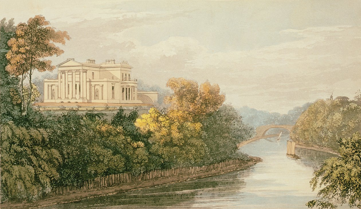 Ackermanns Repository of ArtsのGB Greenough Esq。、Regents Parkの座席、1826年発行 作： 英語学校