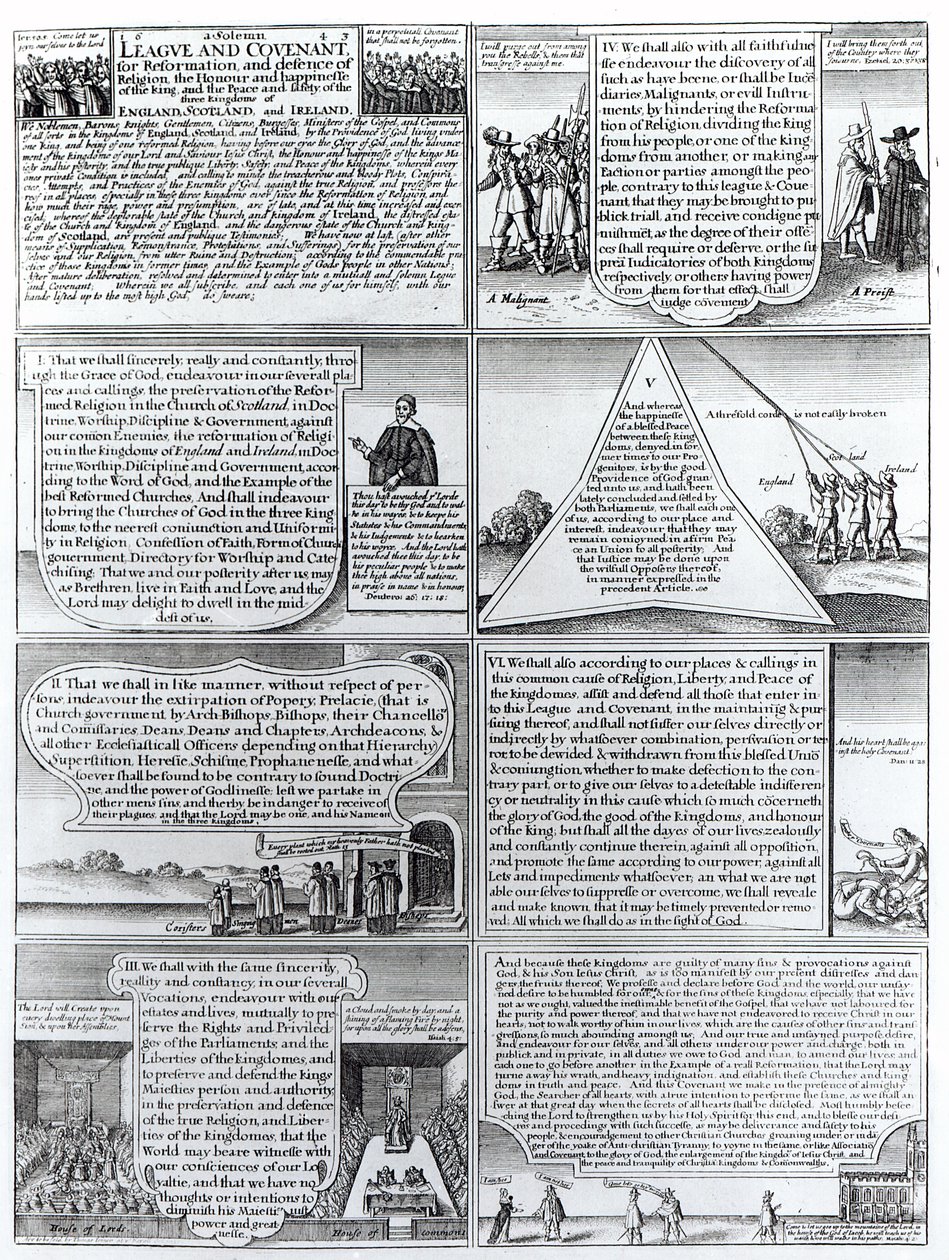 W.ホラー（1607-77）によって刻まれた1643年の厳粛なリーグと契約 作： 英語学校