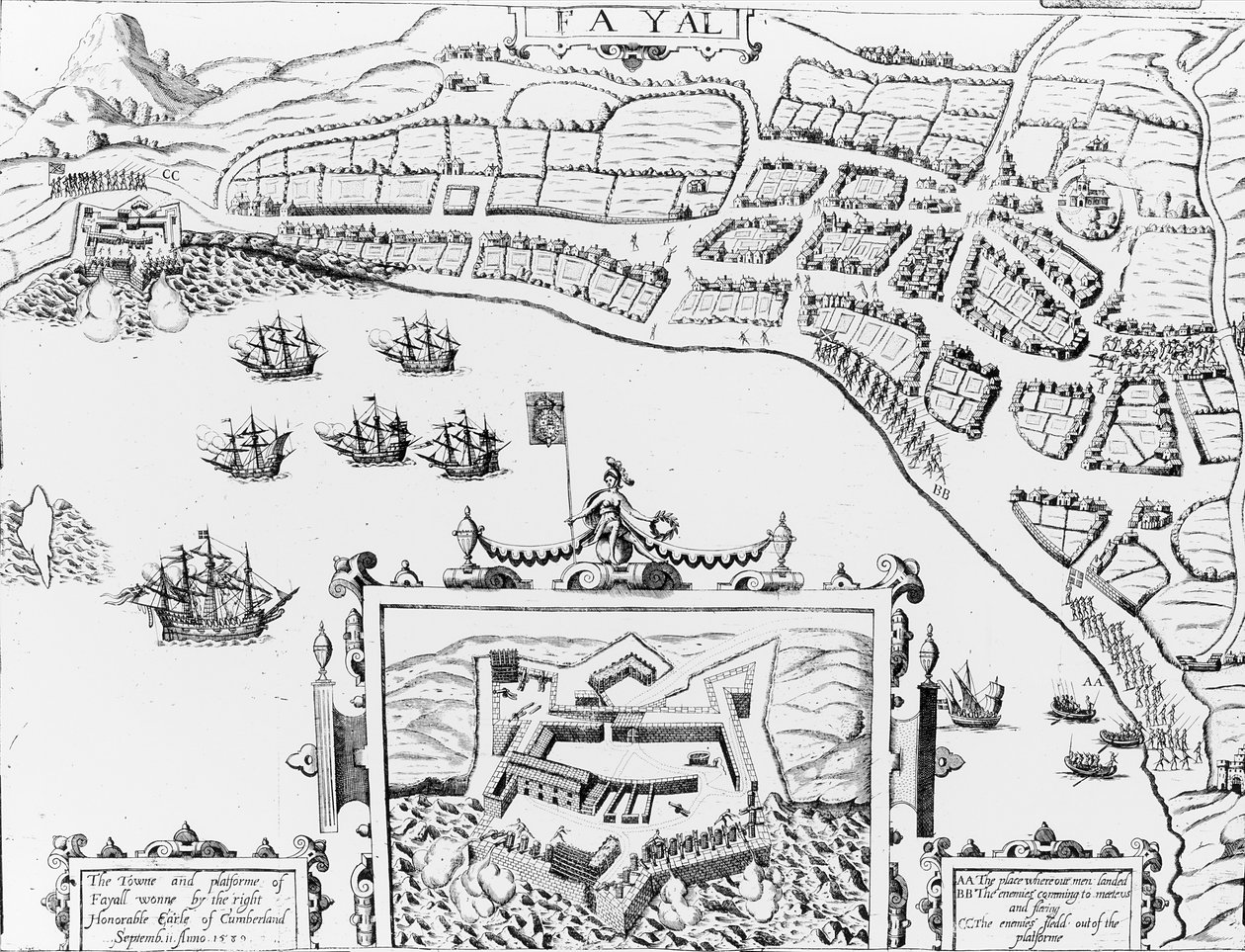 1589年9月2日、FayallのTowne and Platformeが右のカンバーランド名誉伯爵に優勝 作： 英語学校