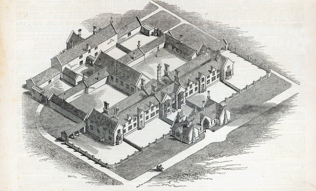 1846年11月7日、The Illustrated London Newsからカンタベリーに建てられるユニオンワークハウス 作： 英語学校