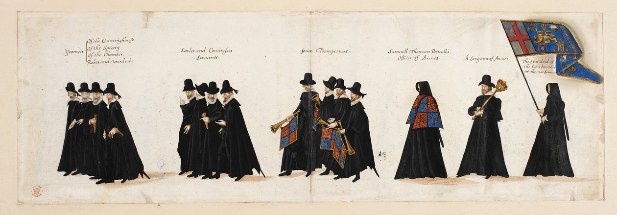 1603 年 4 月 28 日のウェストミンスター寺院への女王エリザベス 1 世の葬列 作： 英語学校