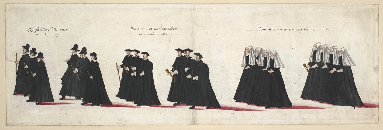 1603 年 4 月 28 日のウェストミンスター寺院への女王エリザベス 1 世の葬列 作： 英語学校