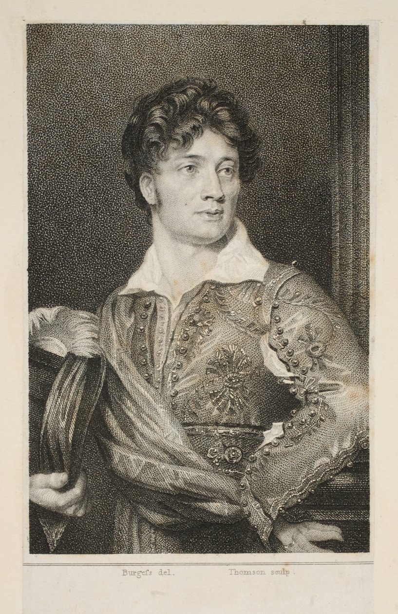 トーマス・シンプソン・クックは、リンリーのパブ「The Duenna」でドン・カルロスを演じました。 1818年（点刻彫刻） 作： 英語学校