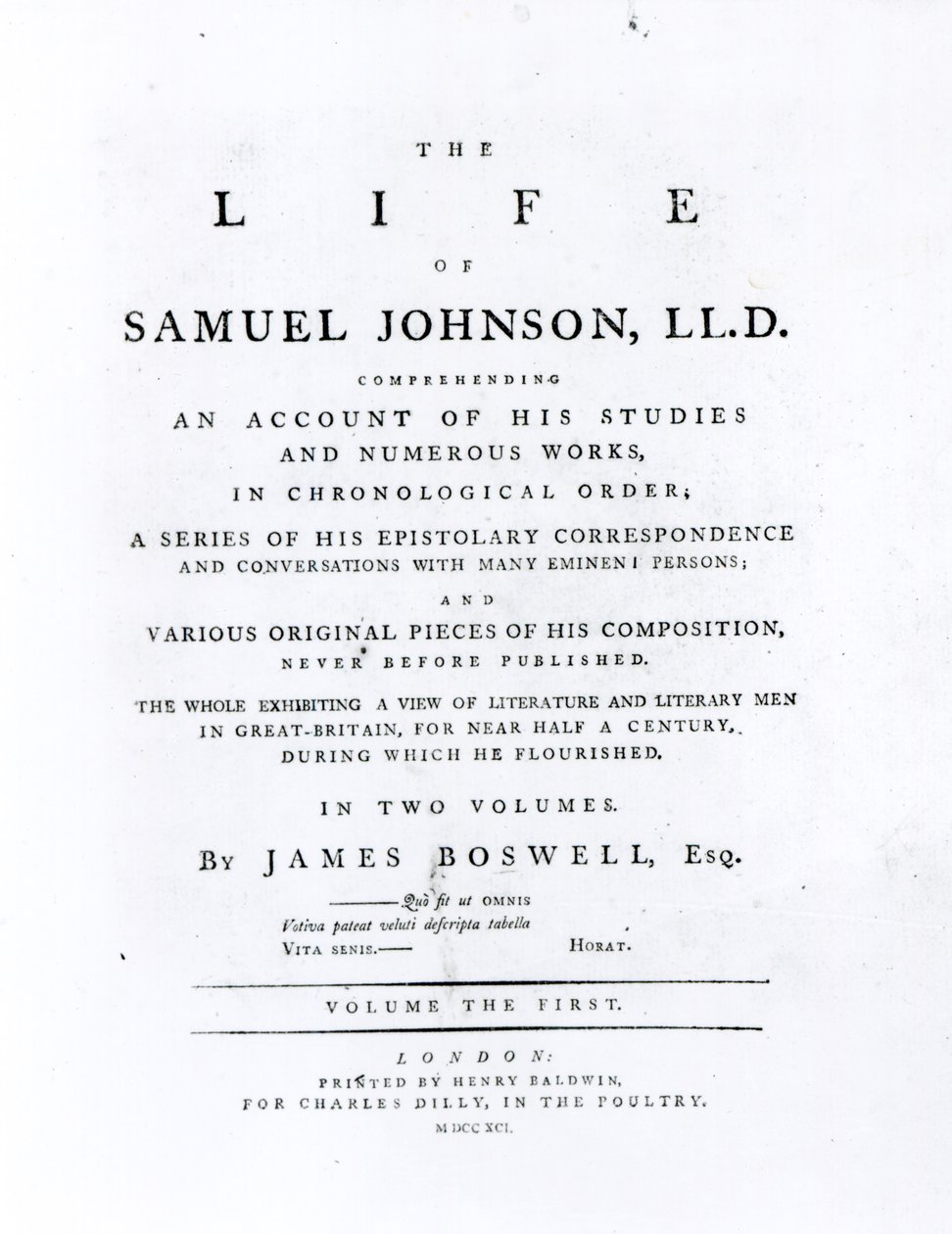 タイトルページ、ザライフオブサミュエルジョンソンからJames Boswell（1740-1795） 作： 英語学校