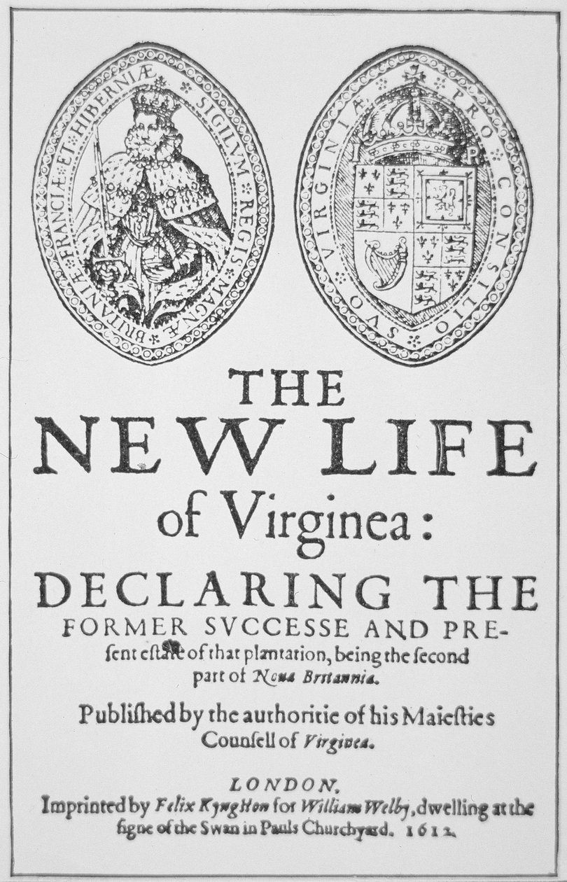 ロンドンで出版された「The New Life of Virginea」のタイトルページ 作： 英語学校