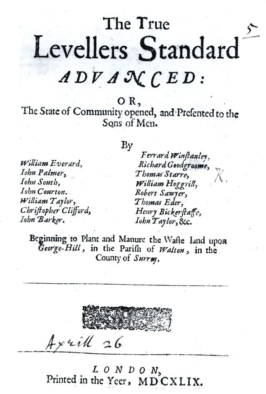 True Levellers Standardのタイトルページ、1649年4月26日発行 作： 英語学校