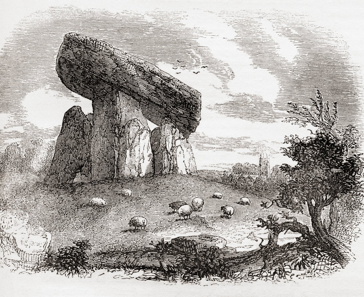 イングランド、コーンウォールの巨石墓、トレテヴィ・クオイト：A Pictorial Museum, pub.1847 作： 英語学校