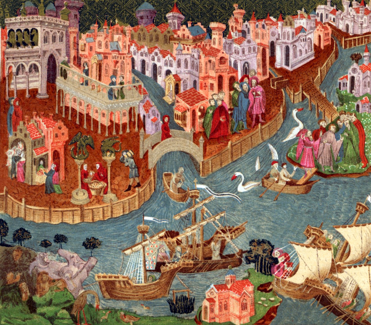 1338年のヴェネツィア、『イングランド人小史』より 作： 英語学校