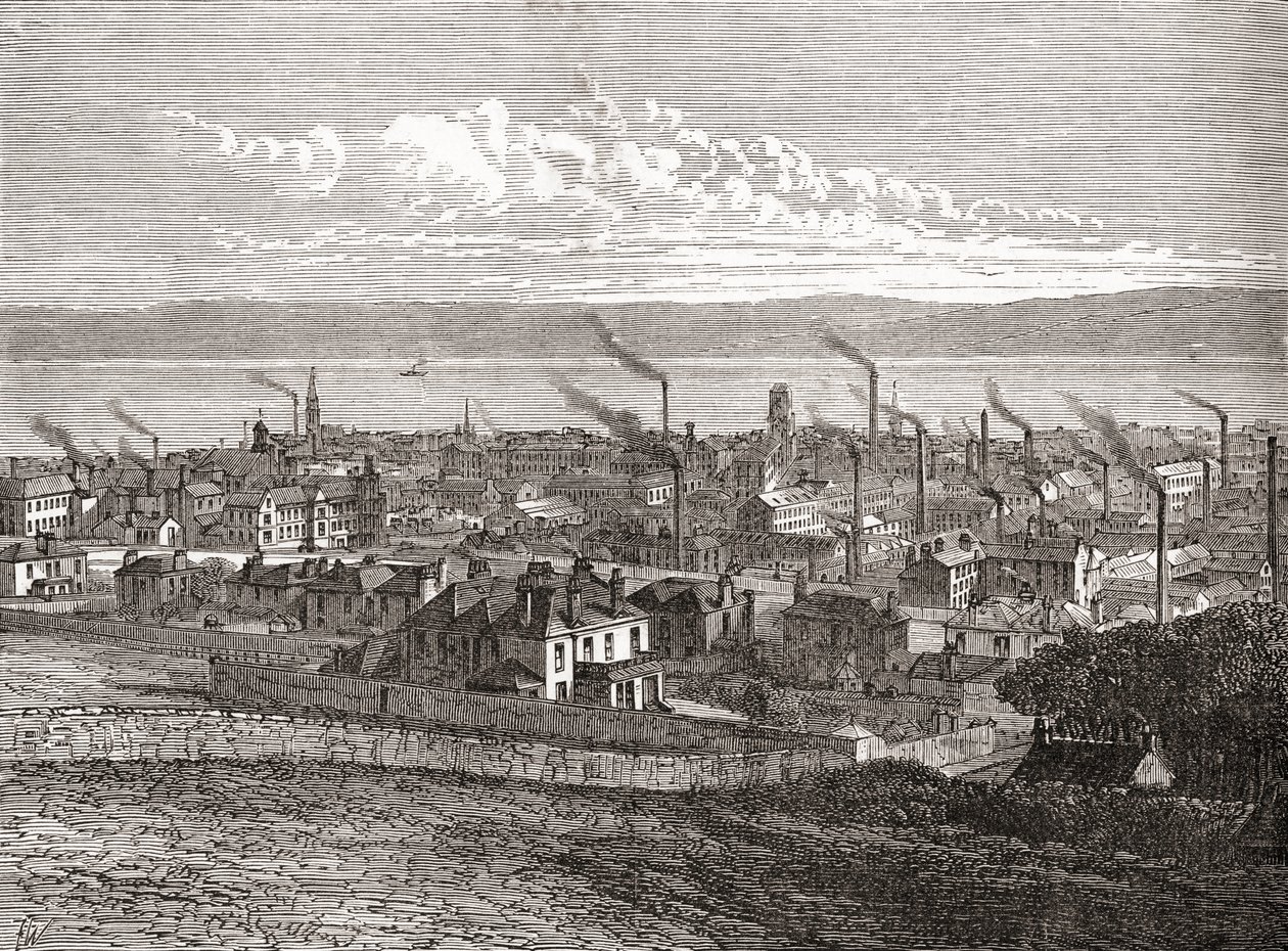 1893年頃に出版された「Cities of the World」より、スコットランド、ダンディーの眺め（プリント） 作： 英語学校
