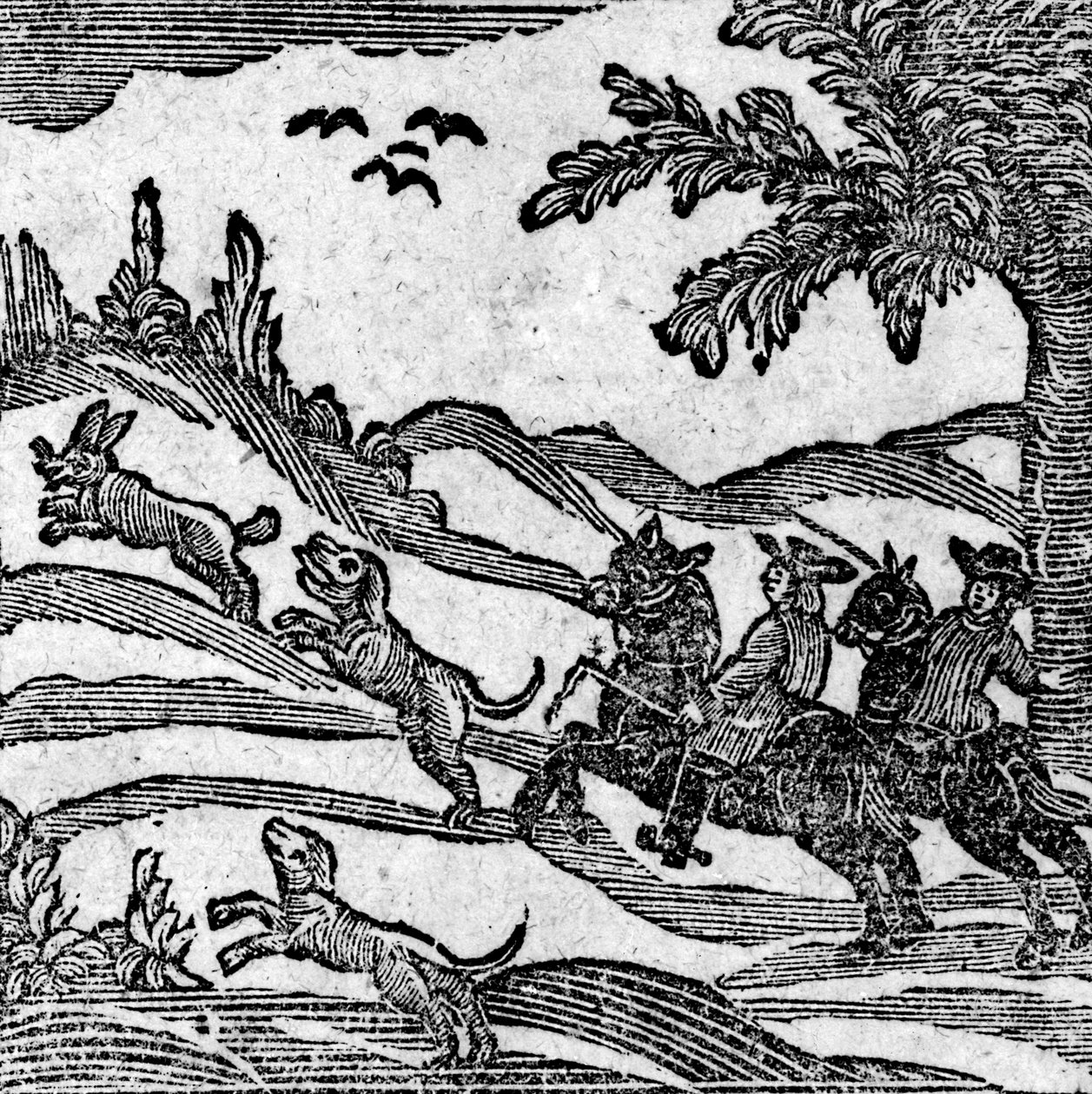 「ABook of Roxburghe Ballads」からの狩猟シーンの眺め 作： 英語学校