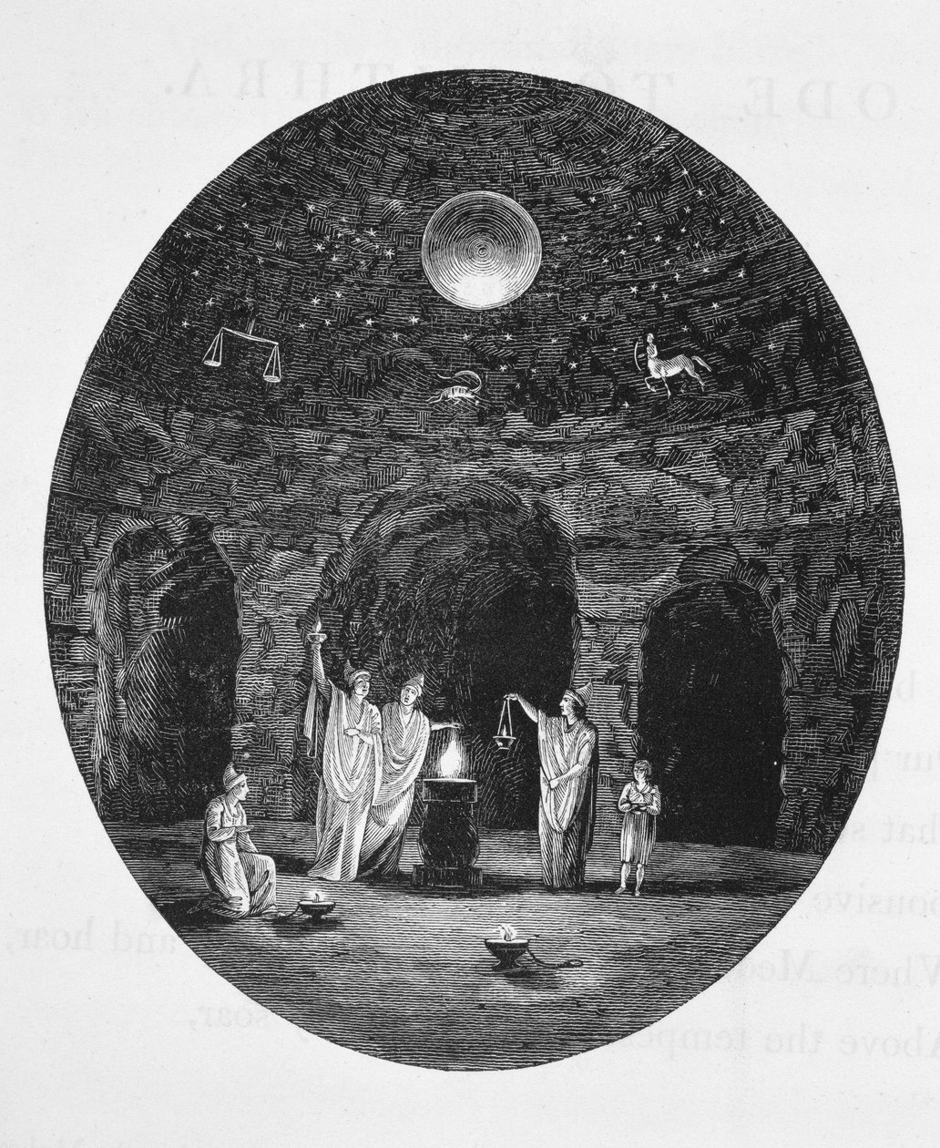 ミトラの洞窟で祝われる古代の神秘的な儀式の眺め 作： 英語学校