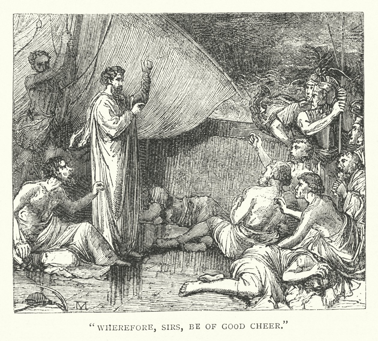 "Wherefore, sirs, be good cheer" (彫刻) 作： 英語学校