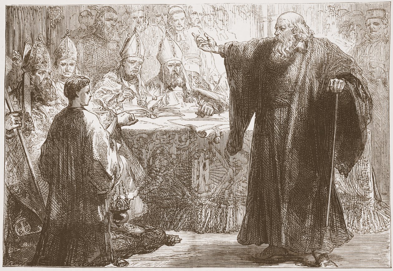 オックスフォードでの召集前のWicliffe、James Aitken Wylie（1808-1890）によるThe Protestantismの歴史のイラスト、パブ。 1878 作： 英語学校