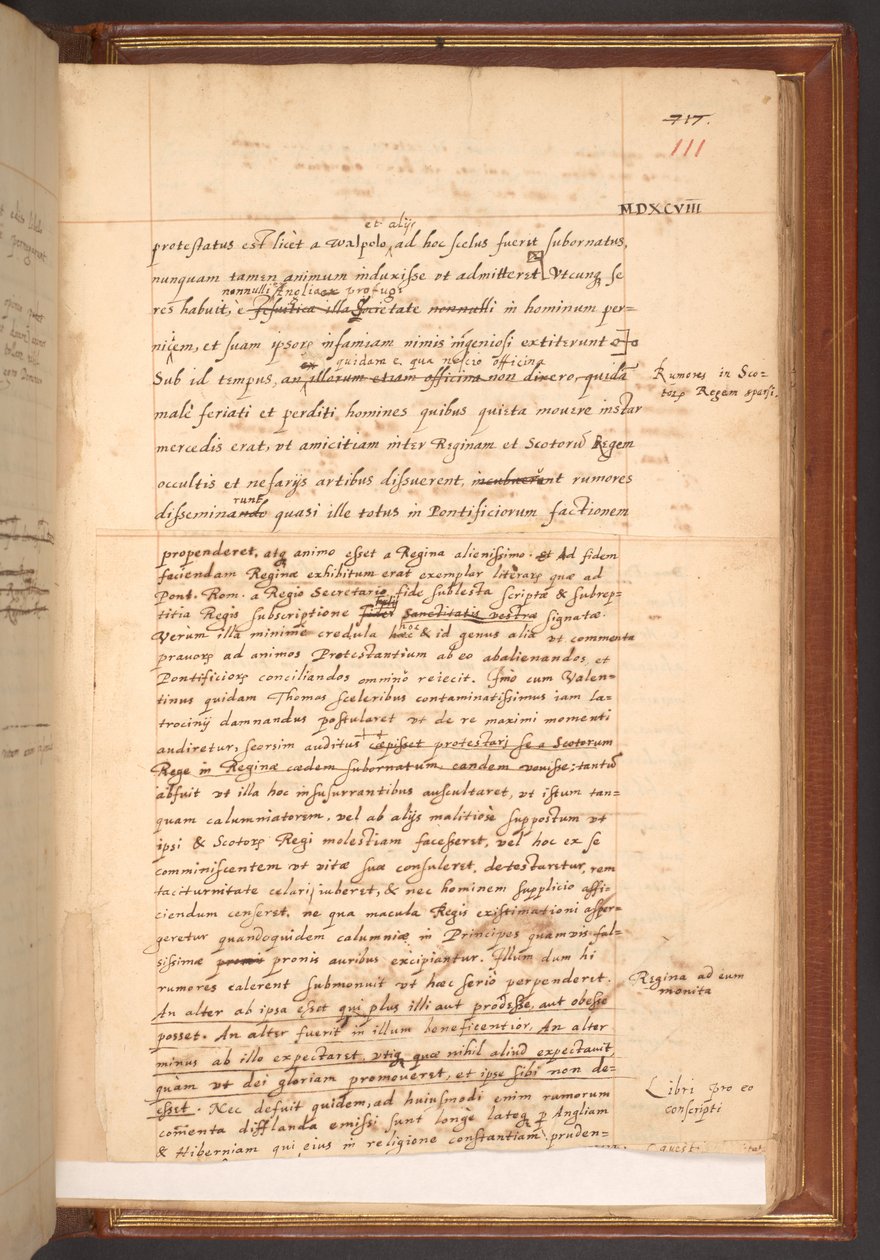 ウィリアム・カムデンによるエリザベス1世の治世記（Cotton MS Faustina III f.111r 作： 英語学校