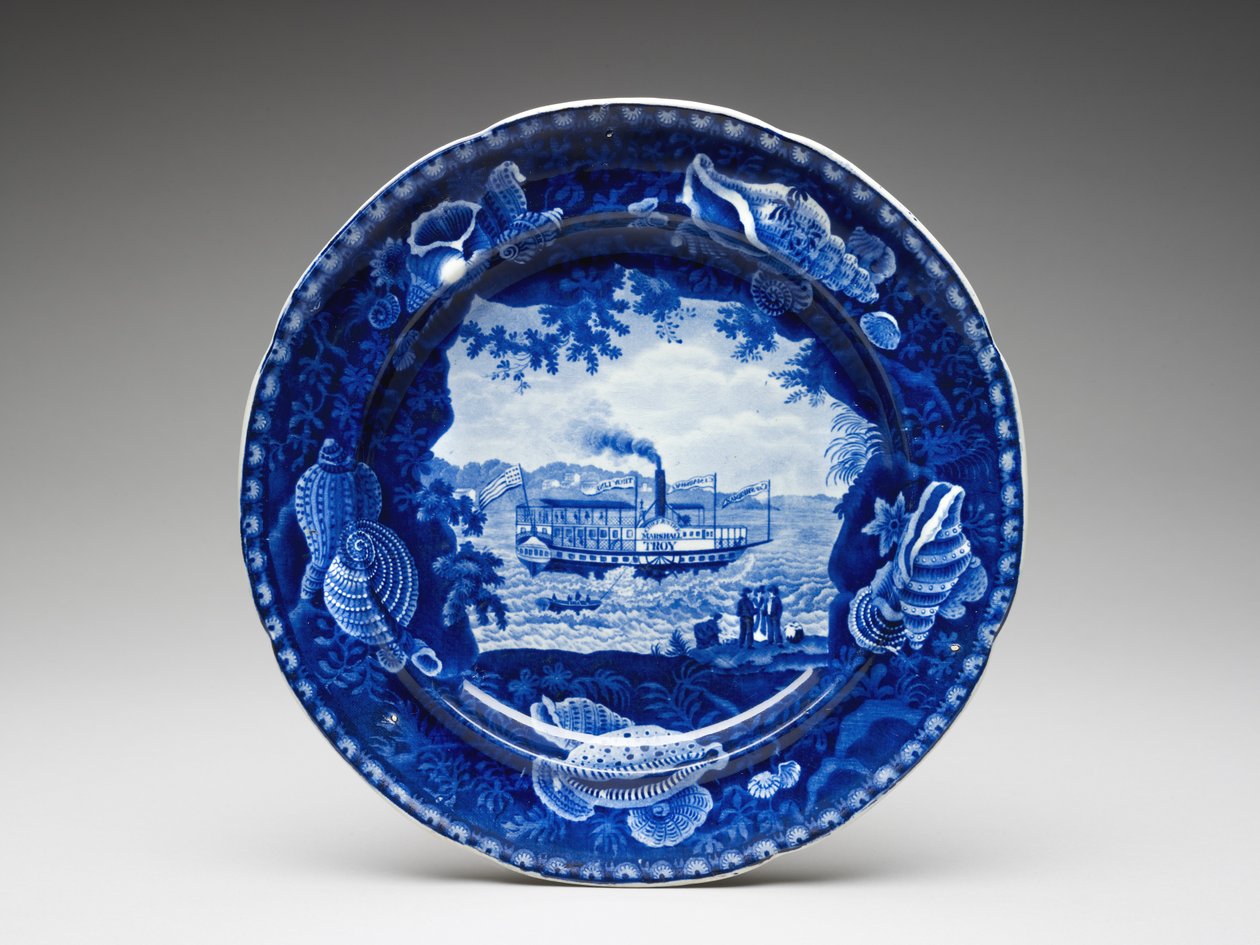 プレート、c。 1825-1846（転写印刷された鉛釉陶器） 作： イーノックウッドアンドサンズ